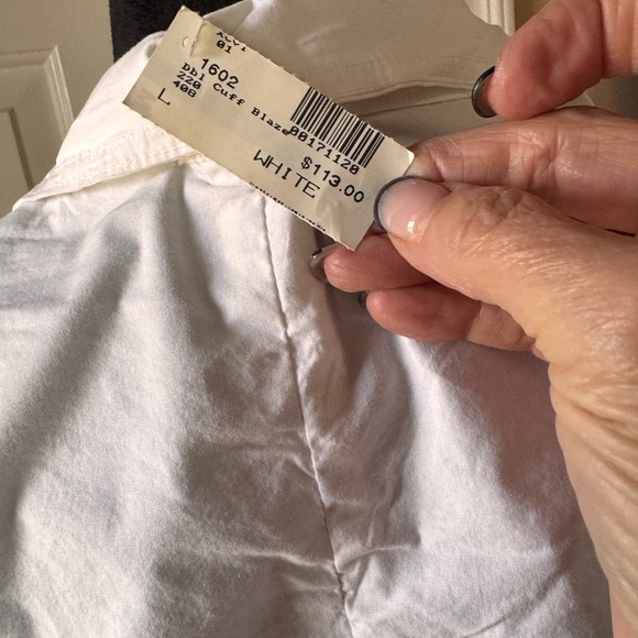 XCVI Women's White Front Tie Double Cuff Jacket size Large NWT - Picture 9 of 12